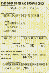 Brussles/Naples ticket stub