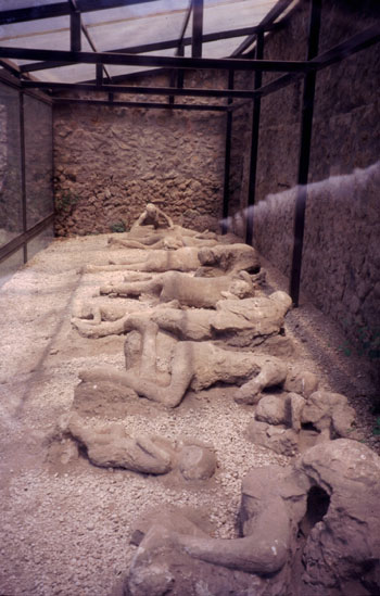 Carbonized people of Pompeii
