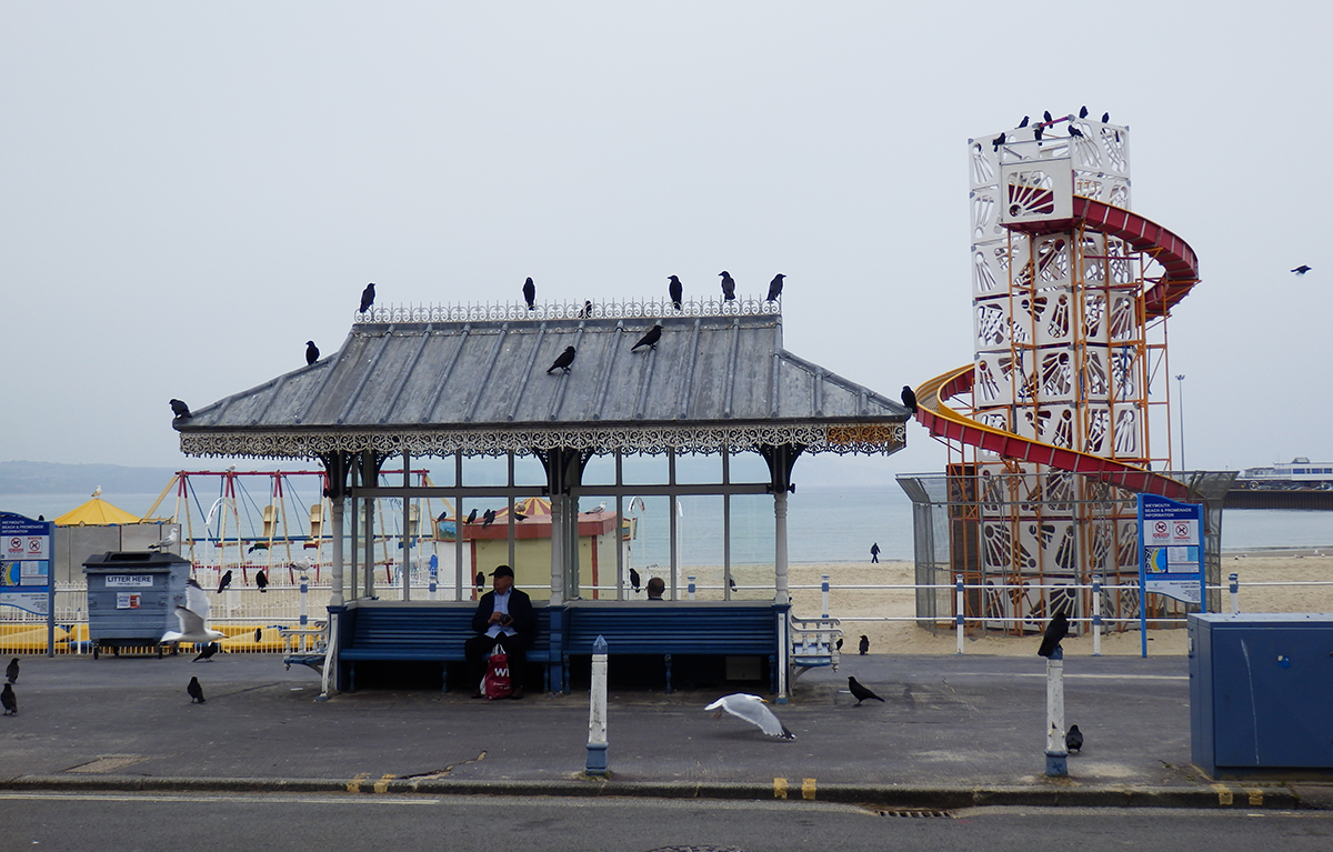 Weymouth beach and Hitchcock scene